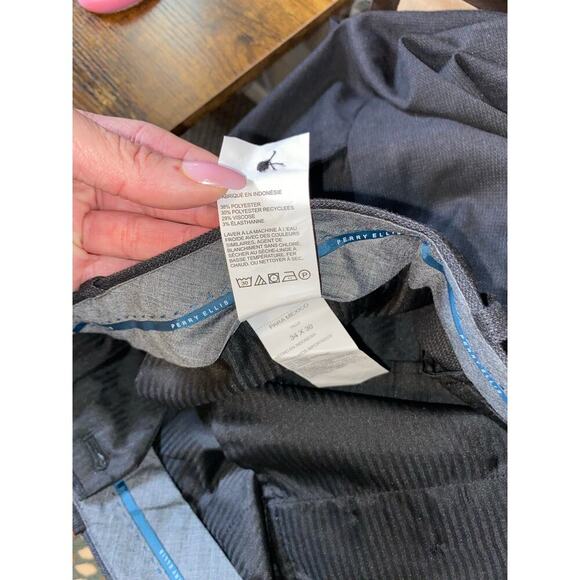 NWT $150 Men’s Perry Ellis 34x30 Regular Fit Black Dress Pants without Pockets - Picture 7 of 10